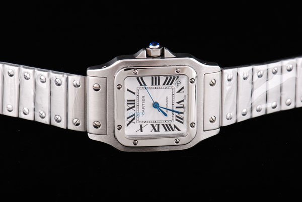 Cartier Santos 100 w200737g Mens Silver Stainless Steel Strap Square Watch watches