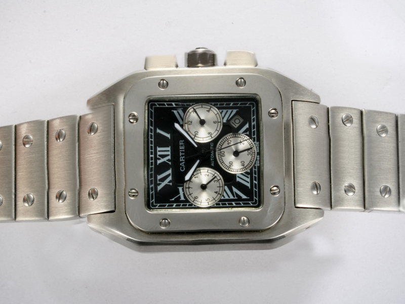 Cartier Santos 100 w200737g Silver Stainless Steel Strap Mens Stainless Steel Bezel Watch watches