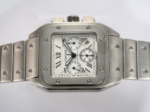 Cartier Santos 100 w200737g Silver Stainless Steel Strap Square Watch watches