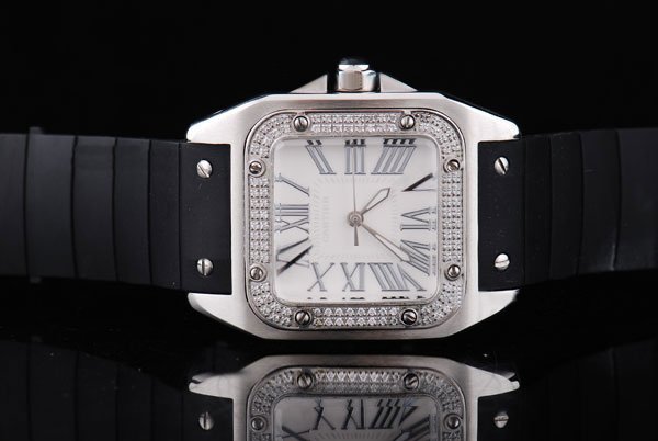 Cartier Santos 100 W20073X8 Stainless Steel Case White Dial Watch watches