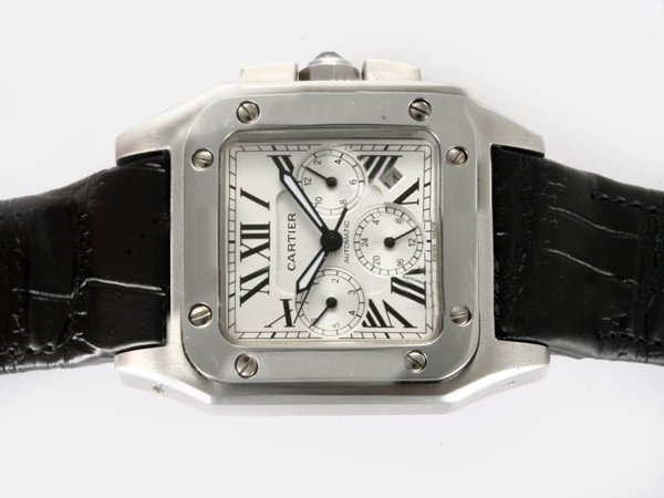 Cartier Santos 100 W20090X8 White Dial 38x38mm Stainless Steel Case Watch watches