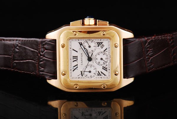 Cartier Santos 100 W20095Y1 White Dial Automatic Square Watch watches