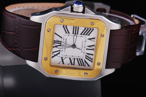 Cartier Santos 100 W20107X7 White Dial Stainless Steel Case Square Watch watches