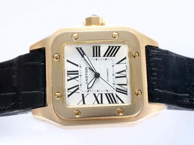 Cartier Santos 100 W20112Y1 Womens 18K Gold Case 38x38mm Watch watches