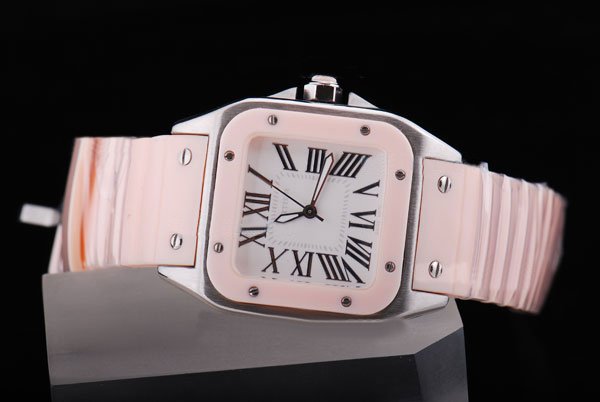 Cartier Santos 100 W20122U2 Quartz Womens Stainless Steel Bezel Watch watches