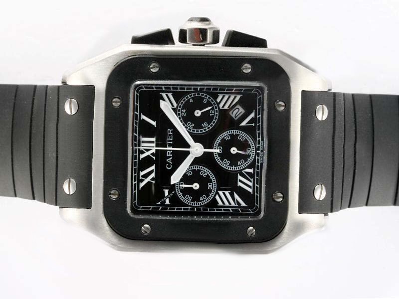 Cartier Santos 100 W2020008 38x38mm Quartz Chronograph Mens Watch watches