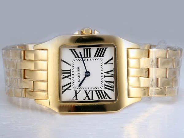 Cartier Santos 100 W25063X9 Mens Gold 18k Gold Strap Square Watch watches