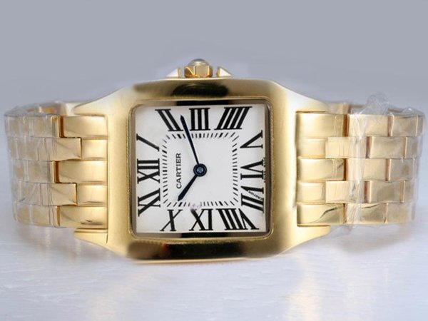 Cartier Santos 100 W25063X9 Stainless Steel with 18k Gold Bezel Quartz White Dial Watch watches