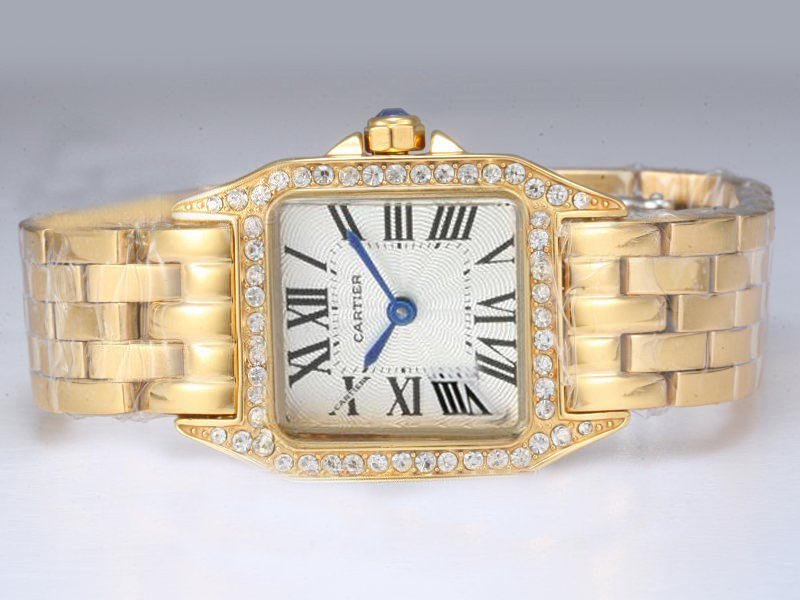 Cartier Santos 100 wf9001y7 Stainless Steel with 18K Gold and Diamond Bezel White Dial Watch watches