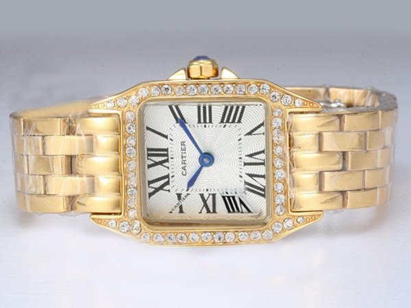 Cartier Santos 100 WF9002Y7 Gold Stainless Steel Strap Womens 23x33mm Watch watches