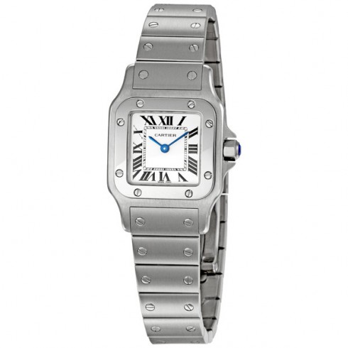 Replica Cartier Santos de Cartier Steel Silver Guilloche Roman Dial Ladies Watch W20056D6 Watch
