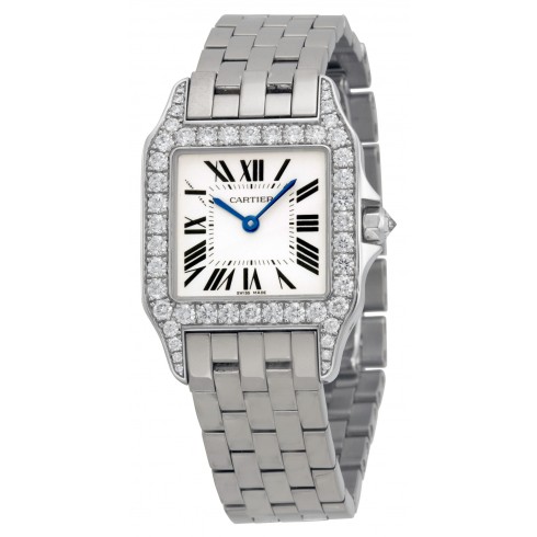 Cartier Santos Demoiselle 18kt White Gold Diamond Large Ladies Watch WF9004Y8 watches
