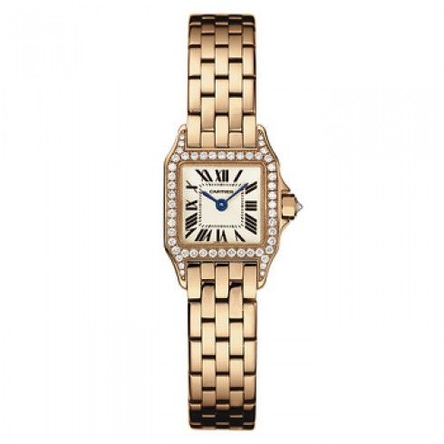 Cartier Santos Demoiselle Mini Model Diamond Bezel 18 kt Rose Gold Ladies Watch WF9011Z8 watches