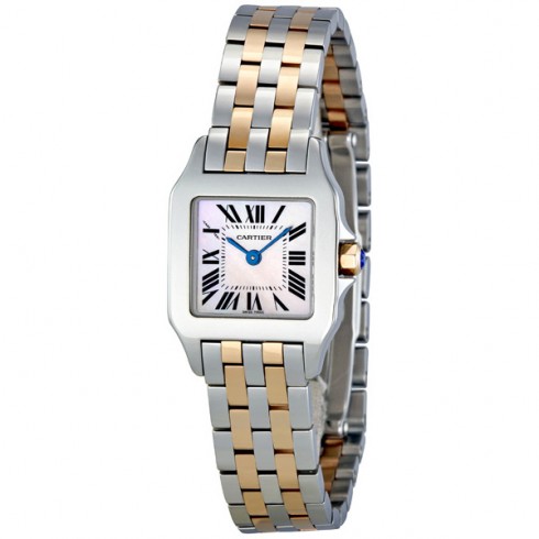 Cartier Santos Demoiselle Pink Mother of Pearl Dial Two Tone Steel Ladies Watch W25074Y9 watches