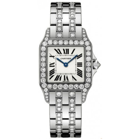 Cartier Santos Demoiselle Silver Dial White Gold Diamond Ladies Watch WF9010YC watches