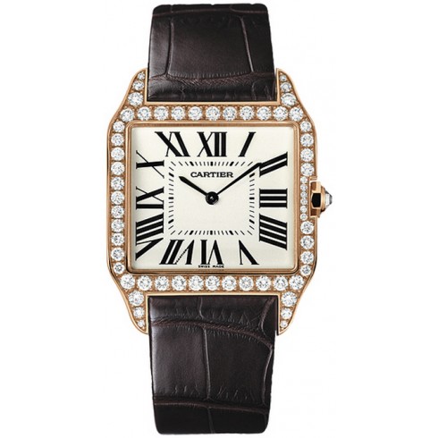 Cartier Santos-Dumont Diamond Bezel Manual Wind 18 kt Rose Gold Men's Watch WH100751 watches