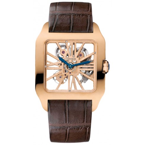 Cartier Santos-Dumont Skeleton Dial 18 kt Rose Gold Men's Watch W2020057 watches