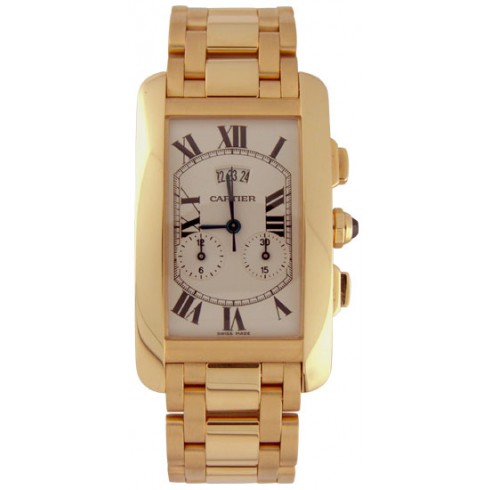 Cartier Tank Americaine 18kt Yellow Gold Chronograph Men's Watch W26058K2 watches