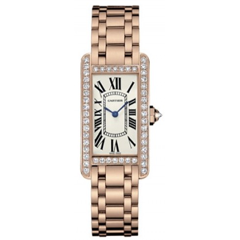 Cartier Tank Americaine Diamond 18k Rose Gold Ladies Watch WB7079M5 watches
