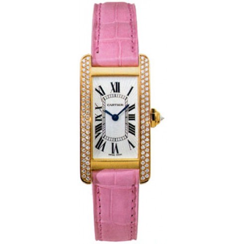 Cartier Tank Americaine Silver Dial Leather Strap Ladies Watch WB701251 watches