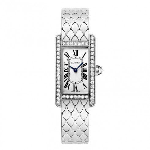 Cartier Tank Americaine Silver Dial White Gold Bracelet Ladies Watch WB710009 watches