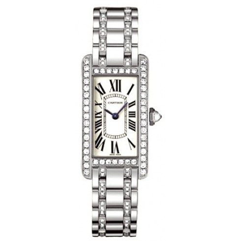 Cartier Tank American 18kt White Gold Diamond Bracelet Ladies Watch WB7073MP watches