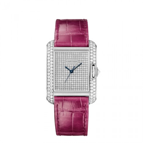 Cartier Tank Anglaise 18 Carat White Gold Set with Diamonds Dial Watch WT100020 watches
