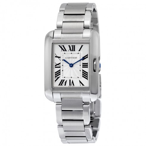 Replica Cartier Tank Anglaise Silver Dial Stainless Steel Ladies Watch W5310044 Watch