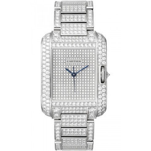 Cartier Tank Anglaise Diamond Pave 18kt White Gold Automatic Men's Watch HPI00561 watches