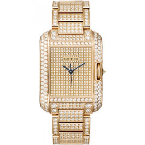 Cartier Tank Anglaise Diamond Pave Dial 18kt Pink Gold Ladies Watch HPI00560 watches