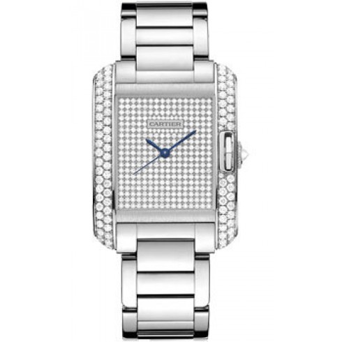 Cartier Tank Anglaise Diamond Pave Dial 18kt Rose Gold Ladies Watch WT100011 watches