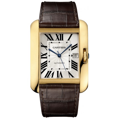 Cartier Tank Anglaise Large Silver Dial Brown Leather Strap Men's Watch W5310032 watches