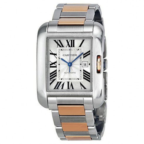 Cartier Tank Anglaise Medium Automatic Rose Gold and Steel Ladies Watch W5310037 watches