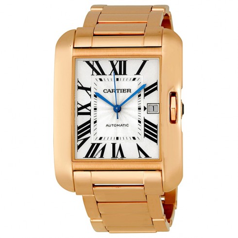 Cartier Tank Anglaise Silver Dial 18k Rose Gold Men's Watch W5310002 watches