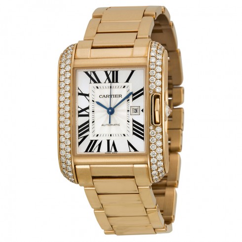 Cartier Tank Anglaise Silver Dial 18kt Pink Gold Men's Watch WT100003 watches