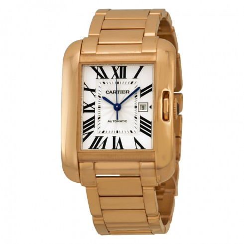 Replica Cartier Tank Anglaise Silver Dial 18kt Rose Gold Ladies Watch W5310003 Watch