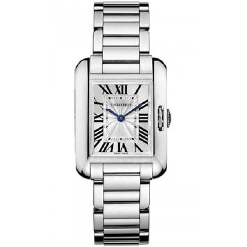 Cartier Tank Anglaise Silver Dial 18kt White Gold Ladies Watch W5310023 watches
