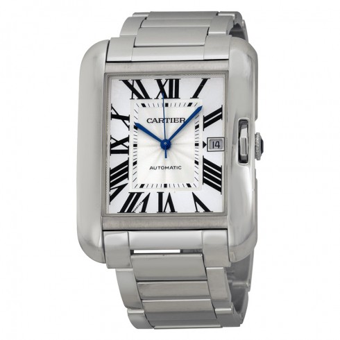 Cartier Tank Anglaise Silver Dial 18kt White Gold Men's Watch W5310025 watches