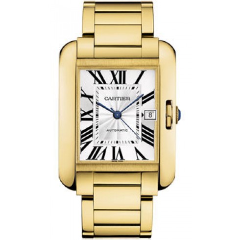 Cartier Tank Anglaise Silver Dial 18kt Yellow Gold Men's Watch W5310018 watches