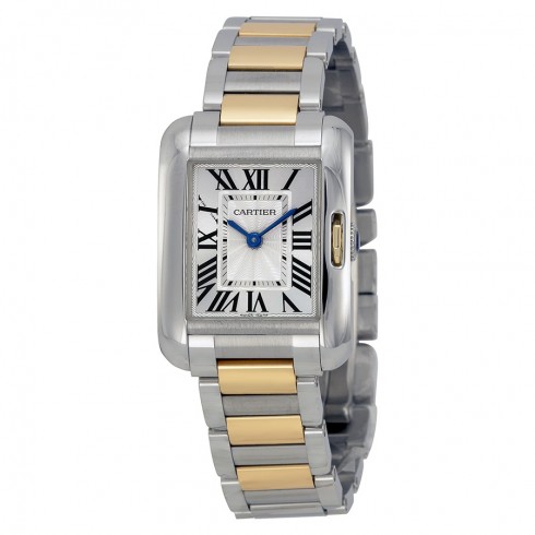 Cartier Tank Anglaise Silver Dial Stainless Steel and 18kt Yellow Gold Ladies Watch W5310046 watches