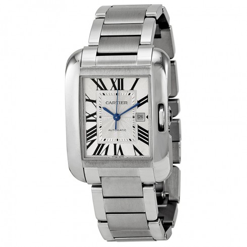Cartier Tank Anglaise Silver Dial Stainless Steel Bracelet Men's Watch W5310009 watches