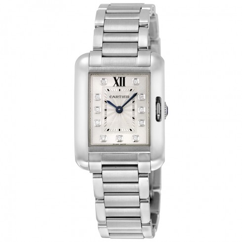 Cartier Tank Anglaise Silver Dial Stainless Steel Ladies Watch W4TA0003 watches