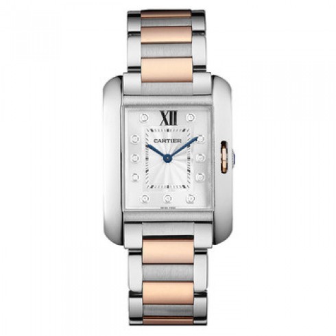 Cartier Tank Anglaise Silver Dial Stainless Steel Ladies Watch WT100032 watches