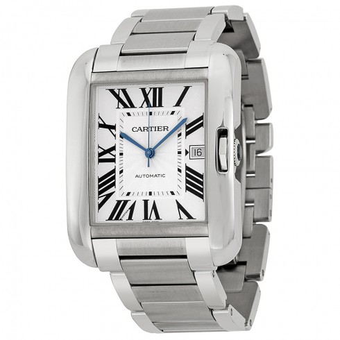 Cartier Tank Anglaise Silver Dial Stainless Steel Men's Watch W5310008 watches