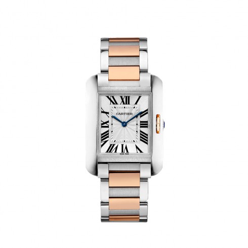 Cartier Tank Anglaise Silvered Flinqu¨¦ Dial Men's Watch W5310043 watches