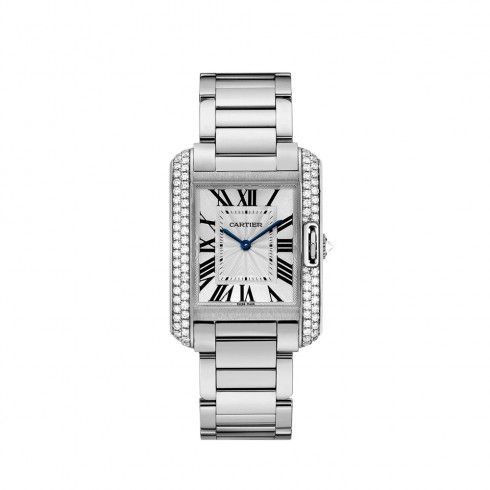 Cartier Tank Anglaise Silvered Flinque Dial Watch WT100028 watches