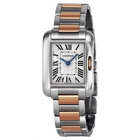 Cartier Tank Anglaise Small Rose Gold and Stainless Steel Ladies Watch W5310036 watches