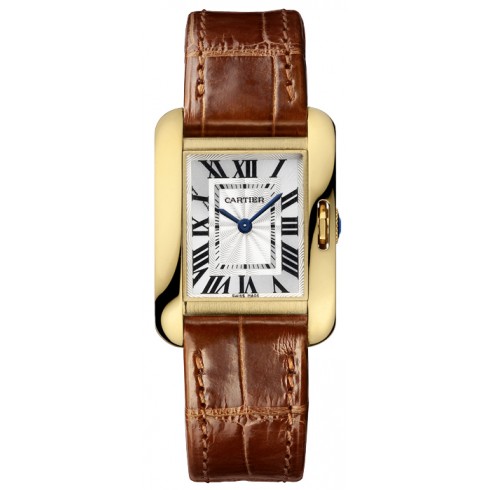 Cartier Tank Anglaise Small Silver Dial Ladies Brown Leather Strap Watch W5310028 watches