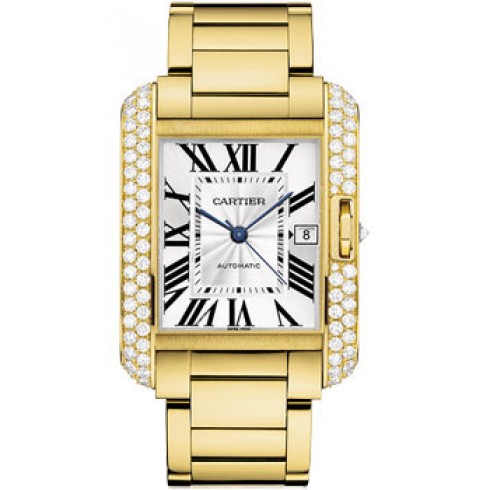 Cartier Tank Anglasie Silver And Laquered Flinque Dial 18kt Yellow Gold Men's Watch Wt100007 watches