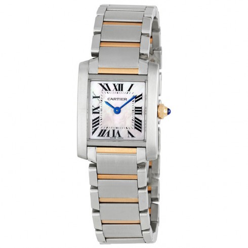 Cartier Tank Francaise 18k Rose Gold and Steel Pink Mother of Pearl Ladies Watch W51027Q4 watches